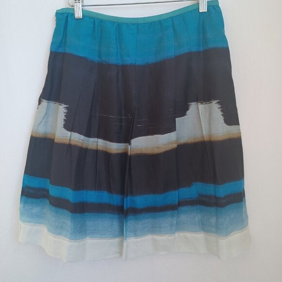 Nic + Zoe Skirt Blue Cotton Silk Blend Abstract Ombre Art to Wear Womens 8 Pet - Picture 7 of 10